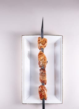 delicious and fresh chicken shashlik. View from above. Chinese cuisine, ingredient for hotpot