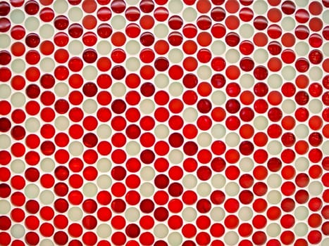 Red and white glass dots mosaic template background.