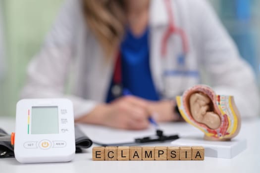 A medical professional discusses eclampsia, emphasizing the need for diagnostic tools and patient education