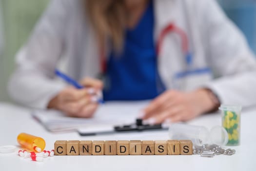 A healthcare professional meticulously documenting a case of candidiasis within a clinical medical environment