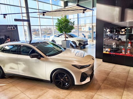 Krasnoyarsk, Russia - November 06, 2024: Beautiful Car in showroom of dealership Changan uni