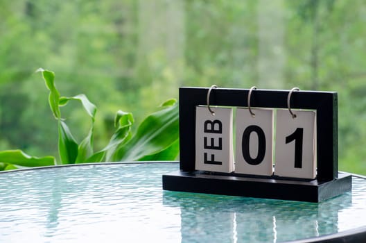 1st February table calendar with customizable space for text or ideas.