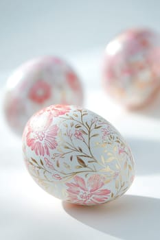 Close-up of painted eggs for Easter. Selective focus.