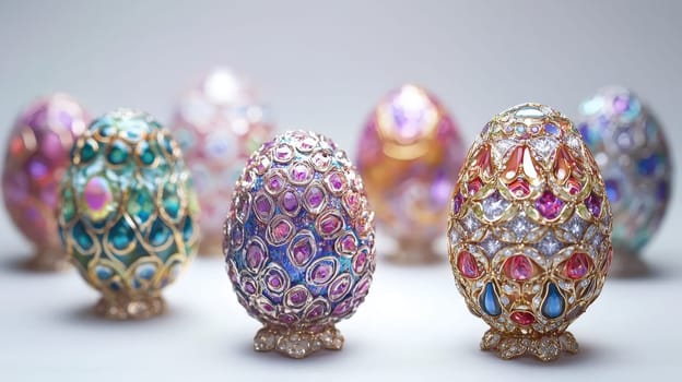 Close-up of painted eggs for Easter. Selective focus.