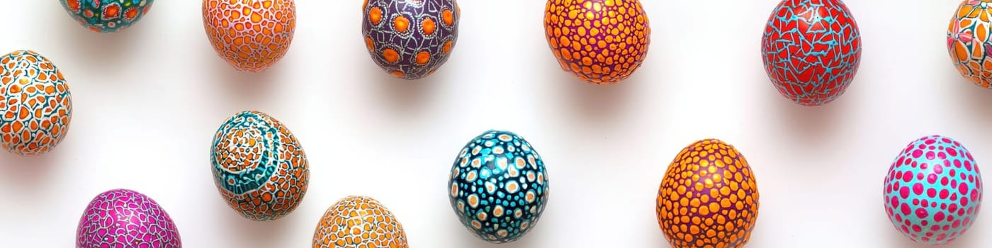 Close-up of painted eggs for Easter. Selective focus.