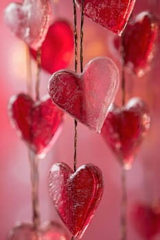 Close up of hearts Valentine's Day. Selective focus.