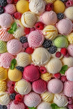 Berry ice cream top view. Selective focus.