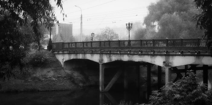 bridge countryside black and white. High quality photo