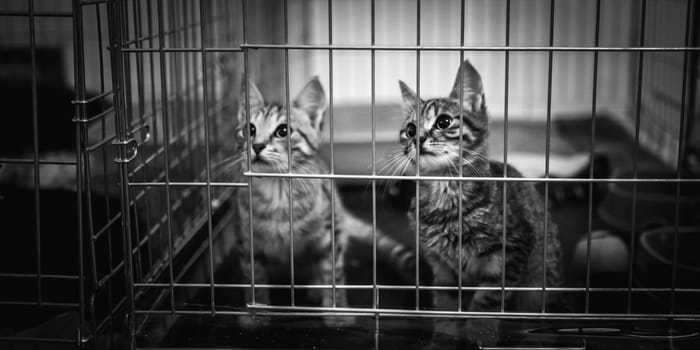 animal shelter, dogs and kittens. High quality photo