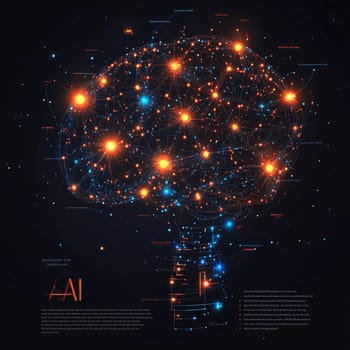 A vibrant depiction of interconnected nodes resembling a brain, symbolizing the complexity of artificial intelligence and neural networks.