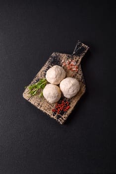 Delicious healthy steamed chicken cutlets or minced meatballs. Diet food dish