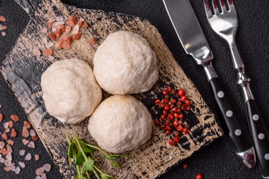 Delicious healthy steamed chicken cutlets or minced meatballs. Diet food dish