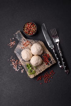 Delicious healthy steamed chicken cutlets or minced meatballs. Diet food dish