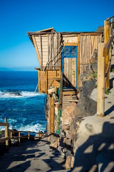 Puerto de Puntagorda, La Palma, Canary Islands, Spain, January 13th 2025: View on the hanging rock houses of Puerto de Puntagorda on La Palma, Canary Islands