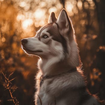 A dog with a blue eye is standing in a field. The dog is wearing a collar. The dog is looking at the camera