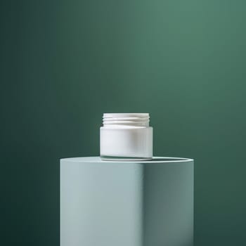 Cosmetic cream in a glass jar. Skin care concept. Background for beauty products
