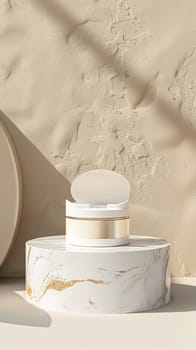 Cosmetic cream in a glass jar. Skin care concept. Background for beauty products