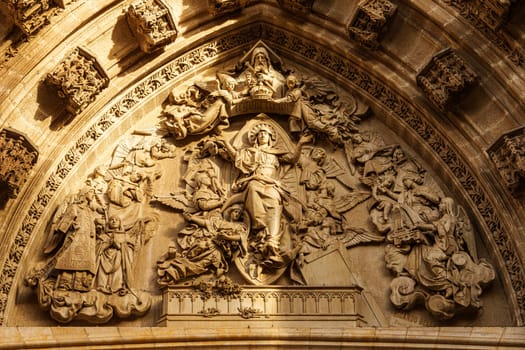 The Assumption facade on the main facade of the Seville Cathedral