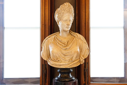 Florence, Italy, January 4, 2024: Bust of a woman, so called Julia Titi. Uffizi Gallery, Florence