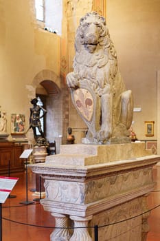 Florence, Italy, January 6, 2024: Marzocco, a heraldic symbol of florentine dominion. Donatello. Bargello museum