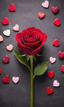 red rose flower pink heart valentine holiday. High quality 3d illustration