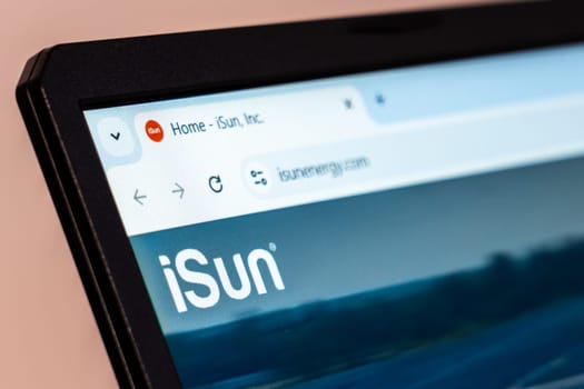 New York, USA - January 19, 2025: iSun website showcasing solar energy solutions and renewable power technologies