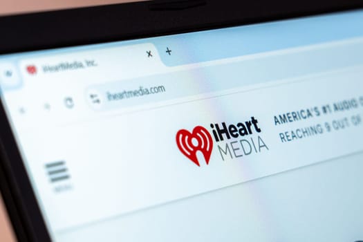 New York, USA - January 19, 2025: iHeartMedia website showcasing audio streaming, radio broadcasting, and digital media services