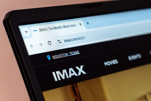New York, USA - January 19, 2025: IMAX website showcasing advanced movie theater technology and immersive cinematic experiences