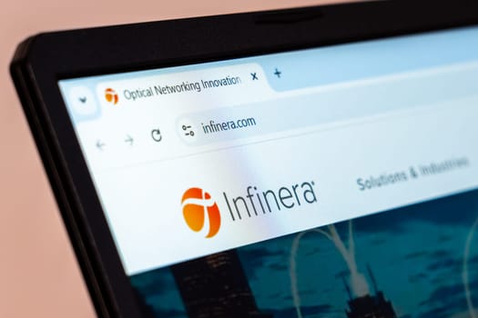 New York, USA - January 19, 2025: Infinera website showcasing optical networking solutions and telecommunications innovations