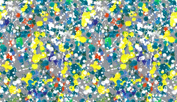 Seamless pattern with abstract creative blots and splashes painted with gouache for paint box design