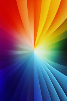 Colorful rays of red, orange, yellow, green, blue, and violet converge from a bright center, creating a stunning visual display of abstract art - Generative AI