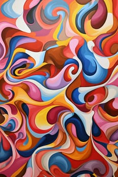 A striking abstract artwork featuring swirling patterns in various vibrant colors, blending seamlessly to create a lively and energetic composition - Generative AI