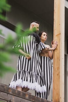 full length view of fashionable couple outdoor