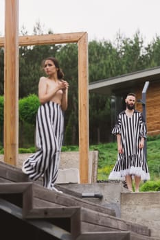 full length view of fashionable couple outdoor