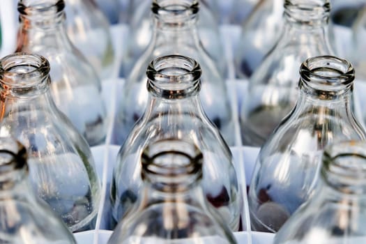 Empty bottles glass in Row.