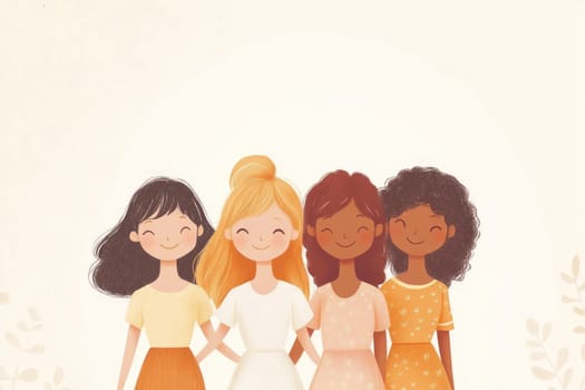 Girls of different nationalities hugging
