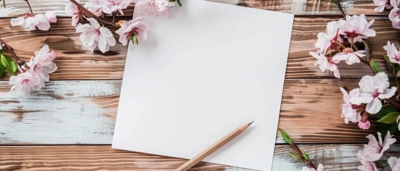 A fresh white paper backdrop accented with delicate cherry blossoms, ideal for spring-themed projects and nature-inspired designs