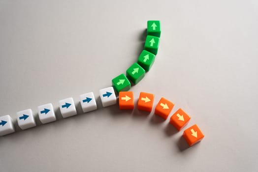 A fork dividing a path into two opposite directions. The concept of a decision point and division. Make right assessment, choose best option for the further path. Intuition. Experience and foresight.