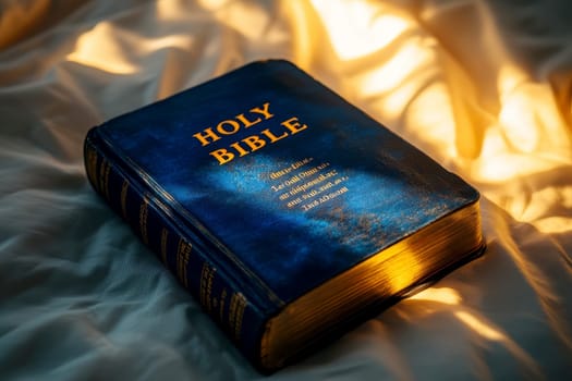 holy bible book close up on bed..