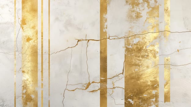 Grey and golden grunge decorative plaster wall abstract background. Generative AI image