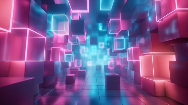 Futuristic glow neon abstract tech background. Generative AI design