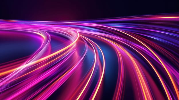 Colorful laser neon wavy lines abstract background. Generative AI design