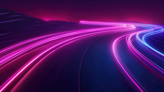 Colorful laser neon wavy lines abstract background. Generative AI design