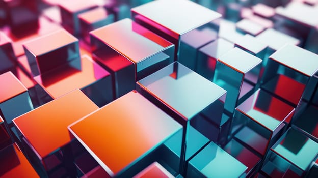 3d glossy cubes abstract tech geometric background. Generative AI design
