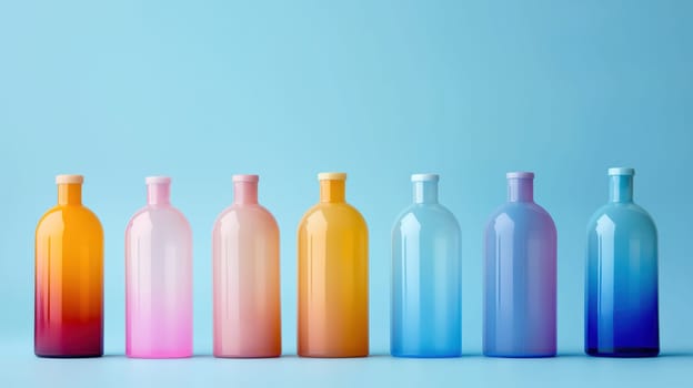 Set of colorful bottles. Generative AI image