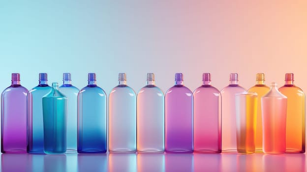 Set of colorful bottles. Generative AI image