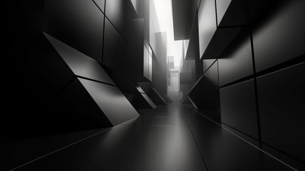 Black minimal architectural modern background. Generative AI image