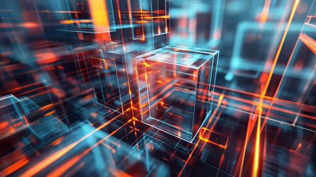 Hi-tech glowing futuristic abstract geometric background. Generative AI design