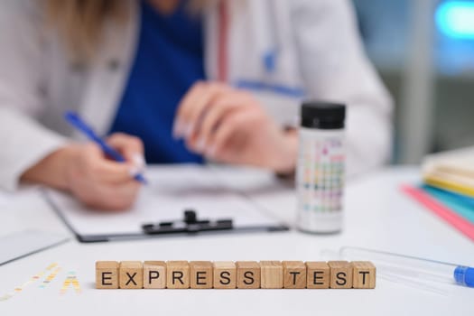 A healthcare professional prepares for a diagnostic test, showcasing necessary lab materials and key documentation