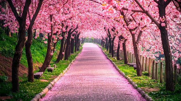 Japanese painting cherry blossom. Selective focus. Nature.